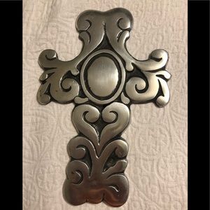 Silver Pewter Cross wall hanging.